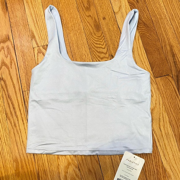 Fabletics, crop workout top, light bluey gray, size S - Picture 3 of 5